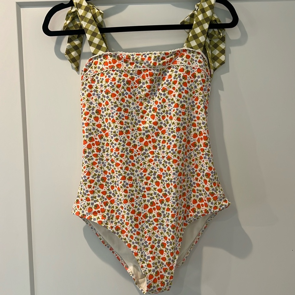 NEW Strawberry and plaid cheeky swimsuit